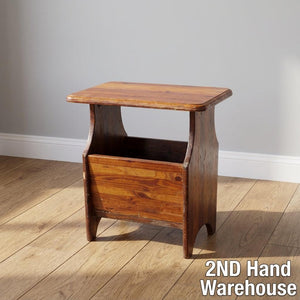 Rustic Wooden Magazine Side Table - Vintage Charm
