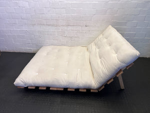 Versatile Cream Futon Mattress with Wooden Base