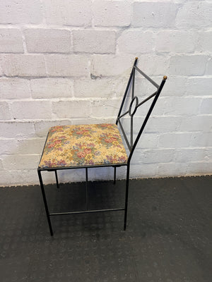 Vintage Chic Floral Upholstered Metal Accent Chair