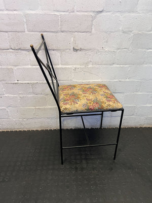Vintage Chic Floral Upholstered Metal Accent Chair