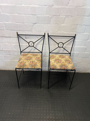 Vintage Chic Floral Upholstered Metal Accent Chair