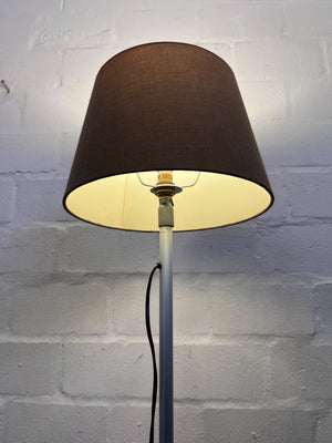 Elegant Floor Lamp with Brown Shade & Wooden Base