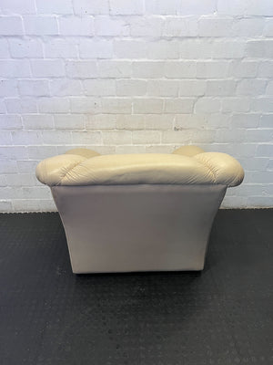 Comfy Cream Leather Armchair - Padded Lounge Chair