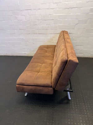 Stylish Brown Faux Leather Futon Sofa Bed