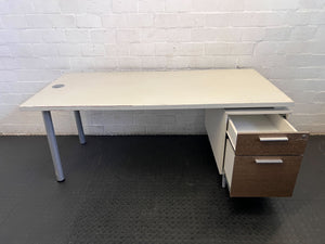 Vintage Style Office Desk with Wood Grain Drawers