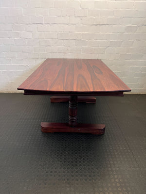 Elegant Tamboti Wooden Dining Table - Pedestal Base & Curved Ends 180 x 106cm