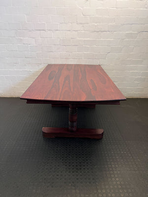 Elegant Tamboti Wooden Dining Table - Pedestal Base & Curved Ends 180 x 106cm