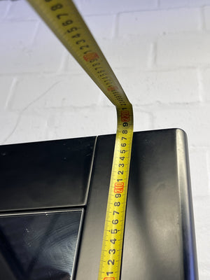 Sleek Black Mirrored Display Unit with Shelves & Drawer