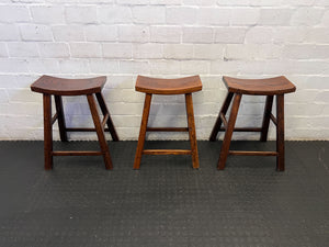 Rustic Wooden Saddle Seat Stool