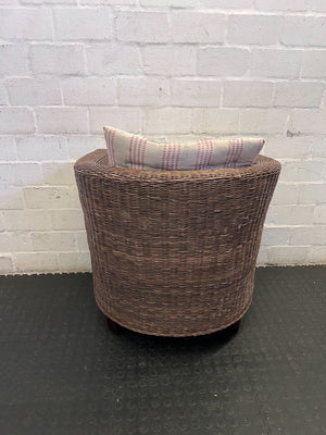 Vintage-Style Wicker Armchair with French Garden Cushion