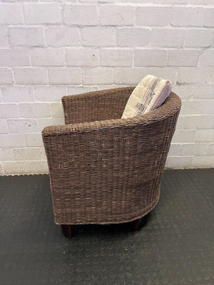 Vintage-Style Wicker Armchair with French Garden Cushion
