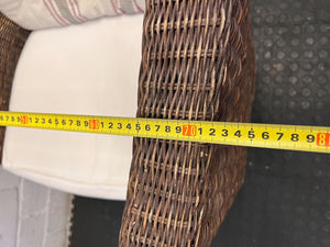 Vintage-Style Wicker Armchair with French Garden Cushion