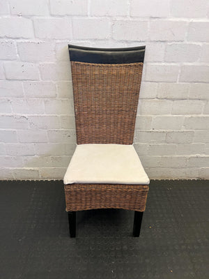 Charming Wicker Dining Chair with Cream Cushion