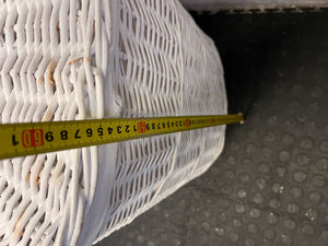 Charming White Wicker Laundry Hamper with Lid