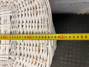 Charming White Wicker Laundry Hamper with Lid