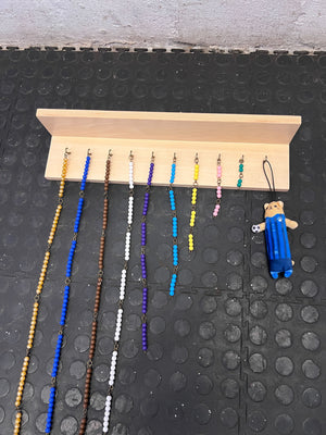Montessori-Style Counting Bead Chains with Wooden Display Shelf & Bear Plush