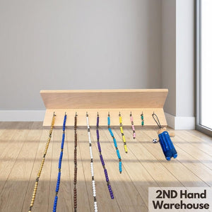Montessori-Style Counting Bead Chains with Wooden Display Shelf & Bear Plush