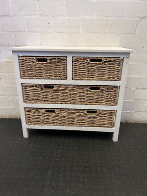 Charming White Wicker Basket Storage Chest