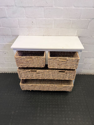 Charming White Wicker Basket Storage Chest