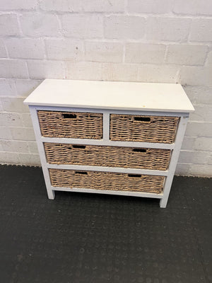 Charming White Wicker Basket Storage Chest
