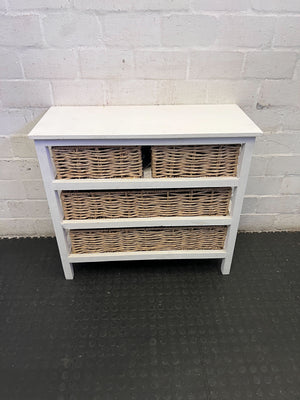Charming White Wicker Basket Storage Chest