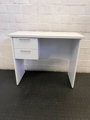 Chic White Minimalist Desk with 2 Drawers