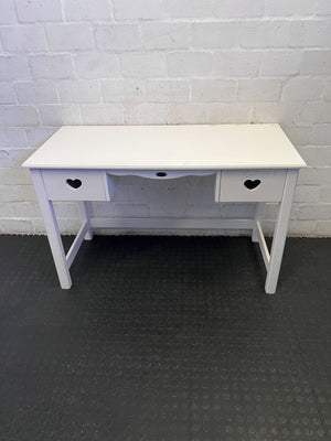 Charming White Desk with Heart Drawer Pulls