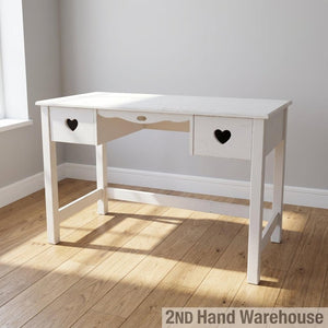 Charming White Desk with Heart Drawer Pulls