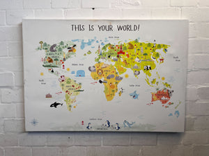 Vibrant Kids' World Map Canvas Wall Art 'This Is Your World!' 130 x 90cm