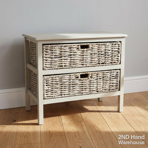 Charming 2-Drawer Wicker Basket Storage Unit