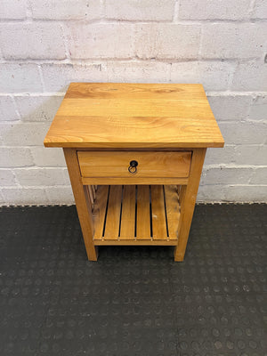 Rustic Wood Bedside Table with Drawer & Shelf