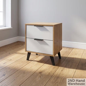 Stylish Grey & Wood Look Two-Drawer Bedside Table