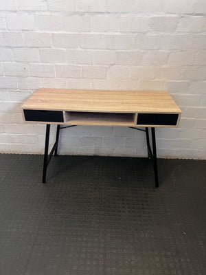Modern Light Wood & Black Accent Desk with Drawers ✨