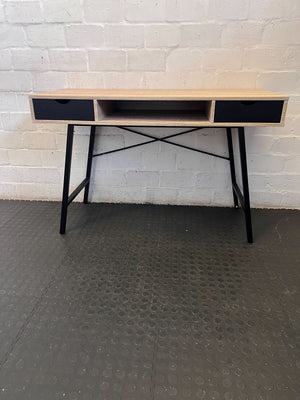 Modern Light Wood & Black Accent Desk with Drawers ✨