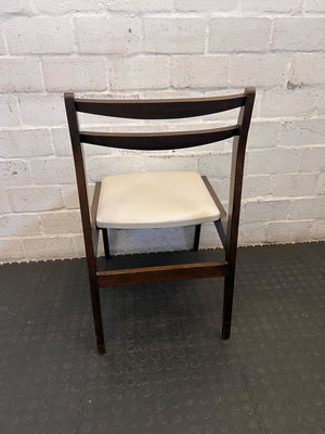Vintage Mid-Century Modern Dining Chair - Dark Wood & Cream Upholstery