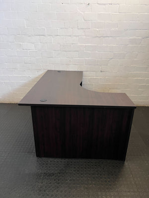 Efficient L-Shaped Office Desk - Dark Wood Finish