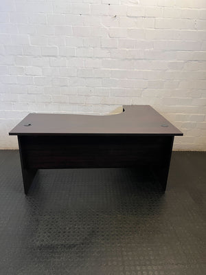 Efficient L-Shaped Office Desk - Dark Wood Finish