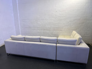 Luxury Modern Cream L-Shape Sectional Sofa full grain leather