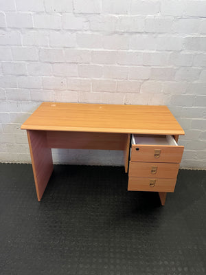 Compact Light Wood Office Desk with 3 Drawers