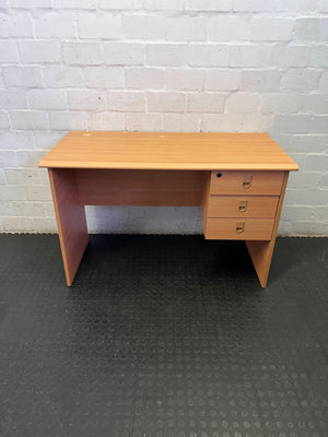 Compact Light Wood Office Desk with 3 Drawers
