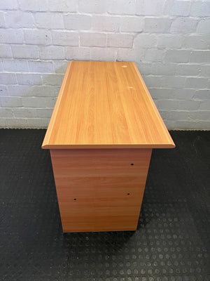 Compact Light Wood Office Desk with 3 Drawers