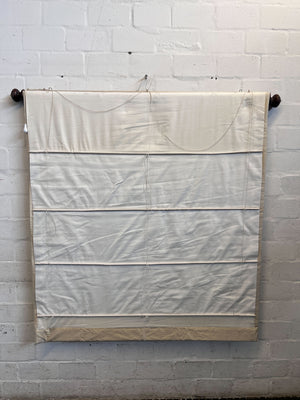 Elegant Beige Roman Blind with Classic Wooden Rod