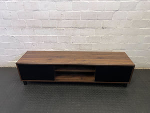 Sleek Dark Wood & Black Media Console
