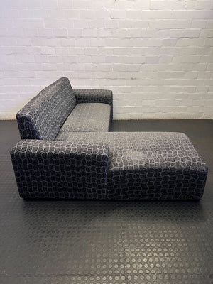 Modern Grey Patterned Chaise Sofa - Sectional Comfort