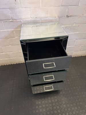 Glamorous Mirrored 3-Drawer Bedside Table with damage