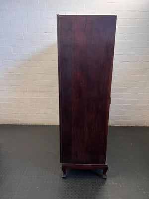Elegant Vintage Dark Wood Triple Wardrobe