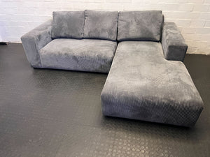 Comfort L-Shape Grey Corduroy Sectional Sofa with Chaise
