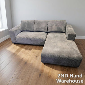 Comfort L-Shape Grey Corduroy Sectional Sofa with Chaise