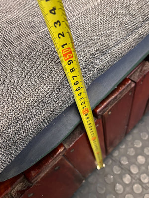 Rustic Wooden Sectional Sofa with Grey Cushions - Fair used