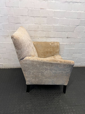 Elegant Damask Armchair - Cream & Gold Patterned Accent Chair - Fair used